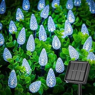 Brightown Solar Operated C6 Strawberry String Lights, 39ft 100 LEDs White LED Christmas Fairy Lights, Solar Christmas Light Outdoor, Christmas Decorations for Christma Tree, Garden Decor