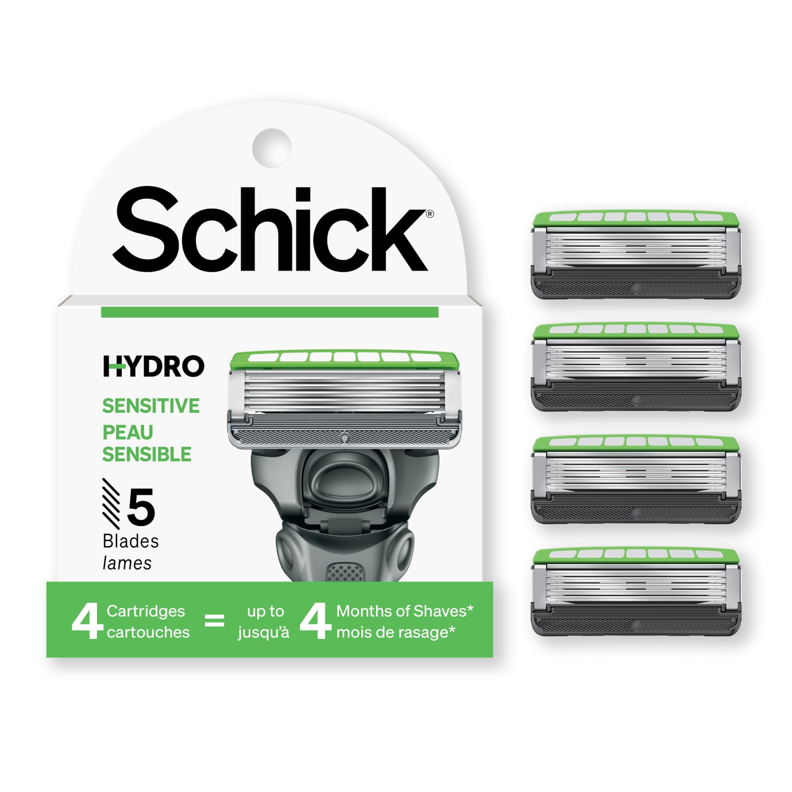 Schick Hydro 5 Sense Sensitive Skin Razor Refills for Men, 4 Count