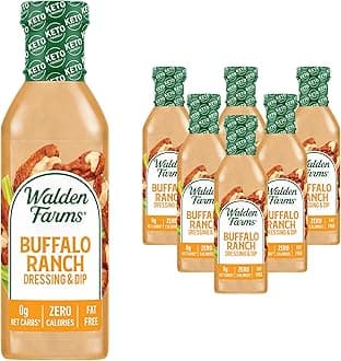 Buffalo Ranch Dressing & Dip – Calorie-Free, Gluten-Free, Low Carb, Keto-Friendly, Sugar-Free, Fat-Free, Dairy-Free Spicy Buffalo Ranch Flavor – 6-Pack, 12 oz Bottles