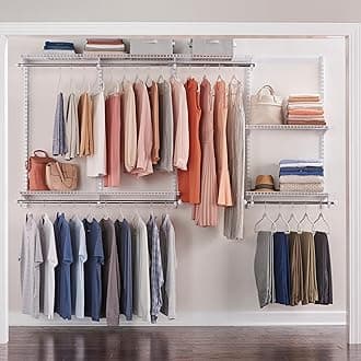 Configurations Custom Closet Kit 4-8 Ft. Adjustable Metal Wire Shelving White Finish Expandable Organization System Hardware Included for Home Closet/Pantry/Laundry/Mudroom