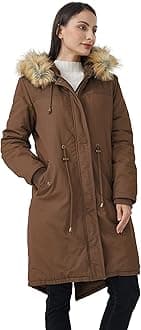 Women's Winter Long Hooded Sherpa Lined Parka Jacket Warm Coat
