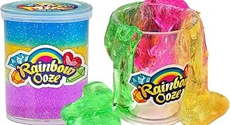 JA-RU Rainbow Slime for Kids with Container (1 Pack) Neon Colored Glitter Putty for Kids. Stress Relief Therapy Toys. Sensory Bin Filler & Bulk Mini Slime Party Favors. 4634-1A
