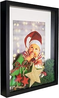 – BD ART Shadow Box 3D 8x10x1 Inch, Display Box Photo Frames, Black, Picture Frame with Wall and Tabletop, for Crafts, Photos, Souvenir, Baby Items, dried Flowers