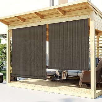 TANG Sunshades Depot Exterior Roller Shade Roll up Shade for Patio Deck Porch Pergola Balcony Backyard Patio or Other Outdoor Spaces Blinds Light Filtering Block 90% UV Rays 7'Wx11.5'H Brown