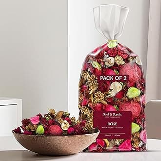 Soul & Scents Rose Potpourri | Dried Flowers | Fine-Living | Natural Decoration | Mood Enhancer | Perfect for Home Decor, Gifts, and Aromatherapy | Made in India | Pack of 2-140gm Each