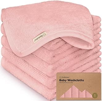 6-Pack Baby Washcloths - Soft Viscose Derived from Bamboo Washcloth, Baby Wash Cloths, Baby Wash Cloth for Newborn, Kids, Bath Baby Towels, Face Towel, Face Cloths for Washing Face(Rosy)
