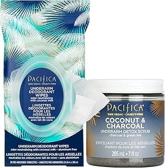 Underarm Detox & Odor Control Bundle – Coconut & Charcoal Armpit Scrub and Coconut Deodorant Wipes, Aluminum-Free Underarm Care Set for Natural Deodorant Users