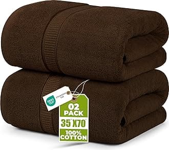 Utopia Towels Luxurious Jumbo Bath Sheet 2 Piece, 600 GSM, 35 by 70 Inches, 100% Ring Spun Cotton, Highly Absorbent and Quick Dry Extra Large Bath Towel, Super Soft Towel, Dark Brown