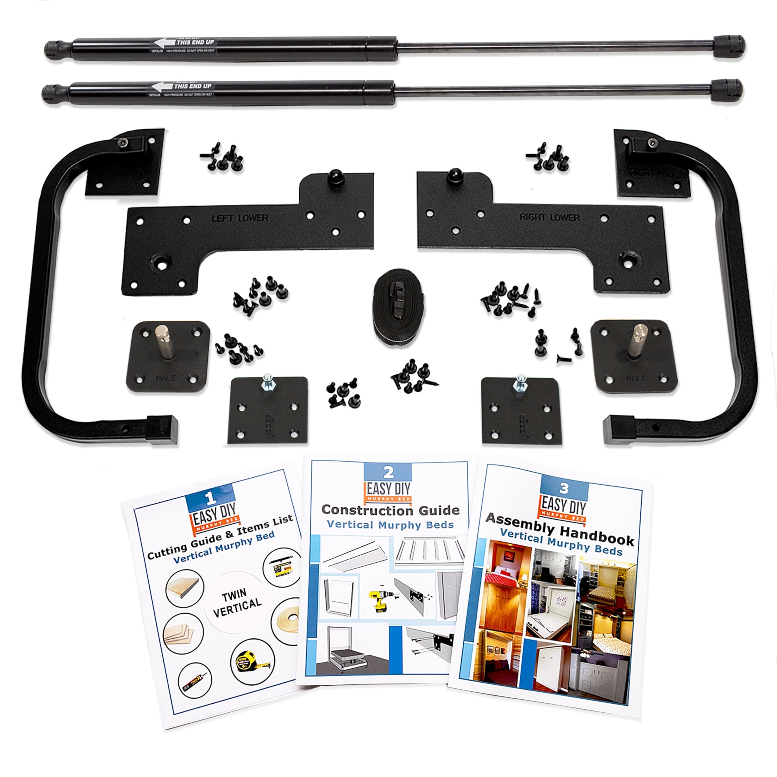 Twin Size DIY Murphy Bed Hardware Kit – Vertical Wall Bed for Space-Saving - Budget-Friendly DIY Setup -Made in USA -Hide Away Design with Twin Murphy Bed Hardware - Bed Lift Mechanism - Pull Down