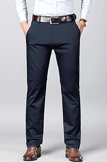 Men's Trousers Light Business Style Slightly Stretch Straight Leg Pants for Outdoor Casual Daily Trouser II Men's Regular Casual Pants Trouser (Trouser 126)