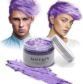 Temporary Purple Hair Color Wax 120g, Instant Violet Hairstyle Cream Dye, Disposable Coloring Mud for Men Women Youth, Natural Washable Styling Pomades for Party Cosplay DIY Halloween