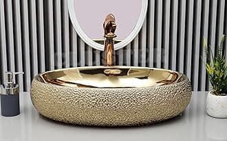 CLUSTER Designer Glossy Ceramic Table Top Wash Basin For Bathroom | Countertop Bathroom Sink For Livingroom, Resturant Decor, Oval Shape (23.6 x 15.7 x 6 inch) (CLTT-028)