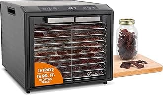 Excalibur Food Dehydrator 10-Tray Select Series for Jerky, Fruit, Vegetables, Herbs, Pet Treats, Stainless Steel with Glass Doors and 60 hour digital timer, 10-Tray, Black