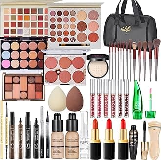 All in One Makeup Kit for Women Full Kit, Travel Makeup Kit, Makeup Gift Set for Women & Girls, Makeup Essential Bundle Include Foundation Eyeshadow Palette Lipstick Eyebrow Pencil Cosmetic Brush Set