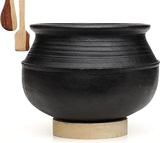 LPG and Microwave Unglazed Clay Handi/Earthen Pot for Cooking (3 L, Black)