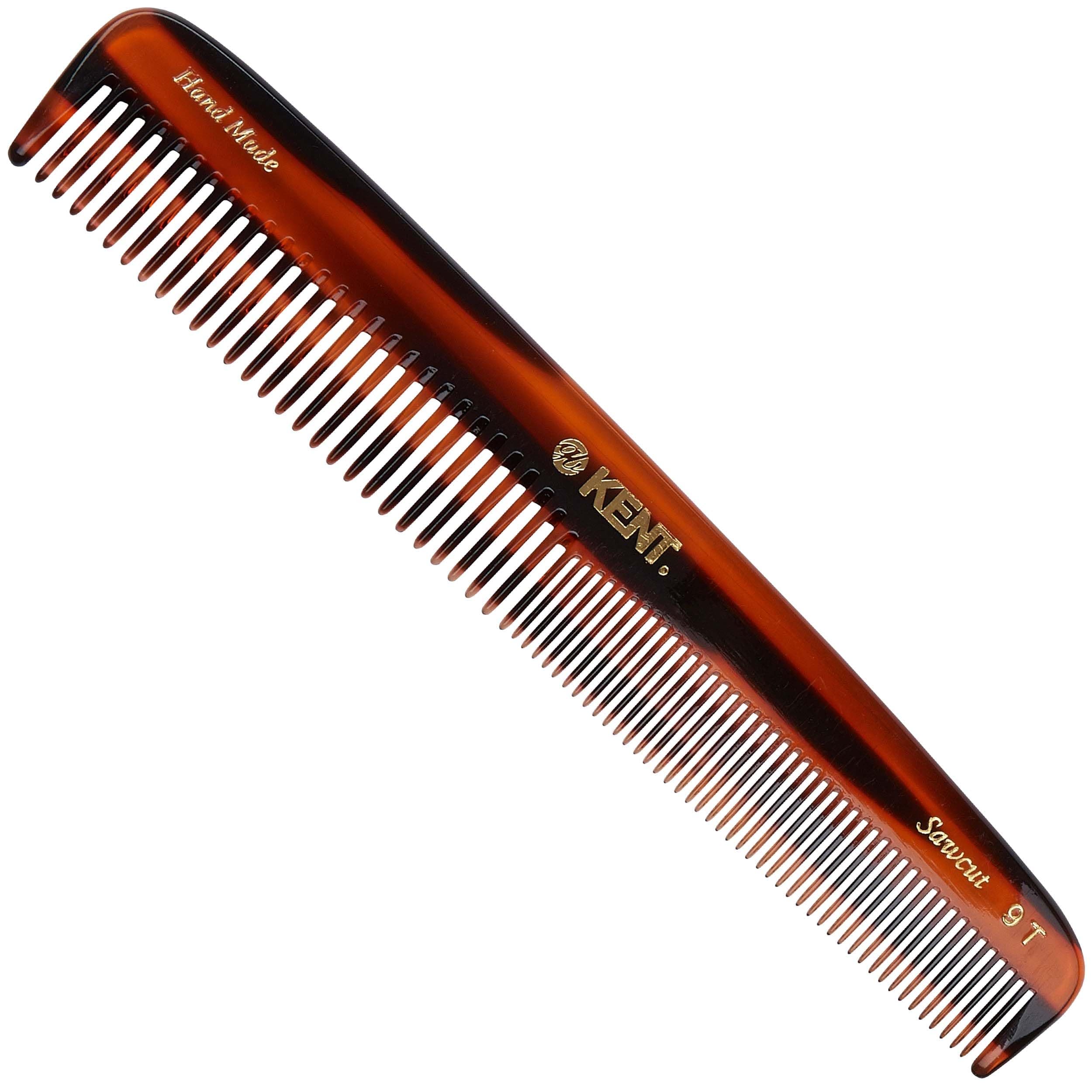Kent 9T Handmade 190mm Dressing Table Comb - Rounded Teeth for Smooth Grooming | Anti-Static Cellulose Acetate | Ideal for Medium to Thick Hair & Beards | Gentle & Durable Hair Comb