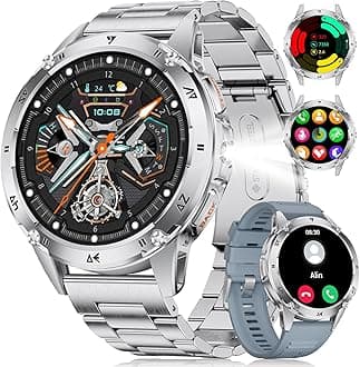 LIGE Smart Watch for Men (LED Flashlight), 1.43" AMOLED Pedometer Watch with 530mAh Battery, IP68 Waterproof, (Answer/Make Calls)/120+ Sports Modes/Heart Rate/Sleep Monitor, iOS Android Men's Watches