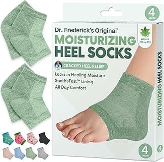 Dr. Frederick's Original Moisturizing Heel Socks for Cracked Heel Treatment - 2 Pairs - Heel Socks for Dry Cracked Feet - Cracked Heel Repair - Heal Dry Heels - Foot Care for Women & Men - Green Aloe