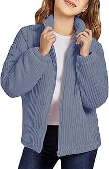 Floral Find Girls Long Sleeve Winter Jacket Coats Zip Up Stand Collar Corduroy Quilted Outerwear Jackets with Pocket