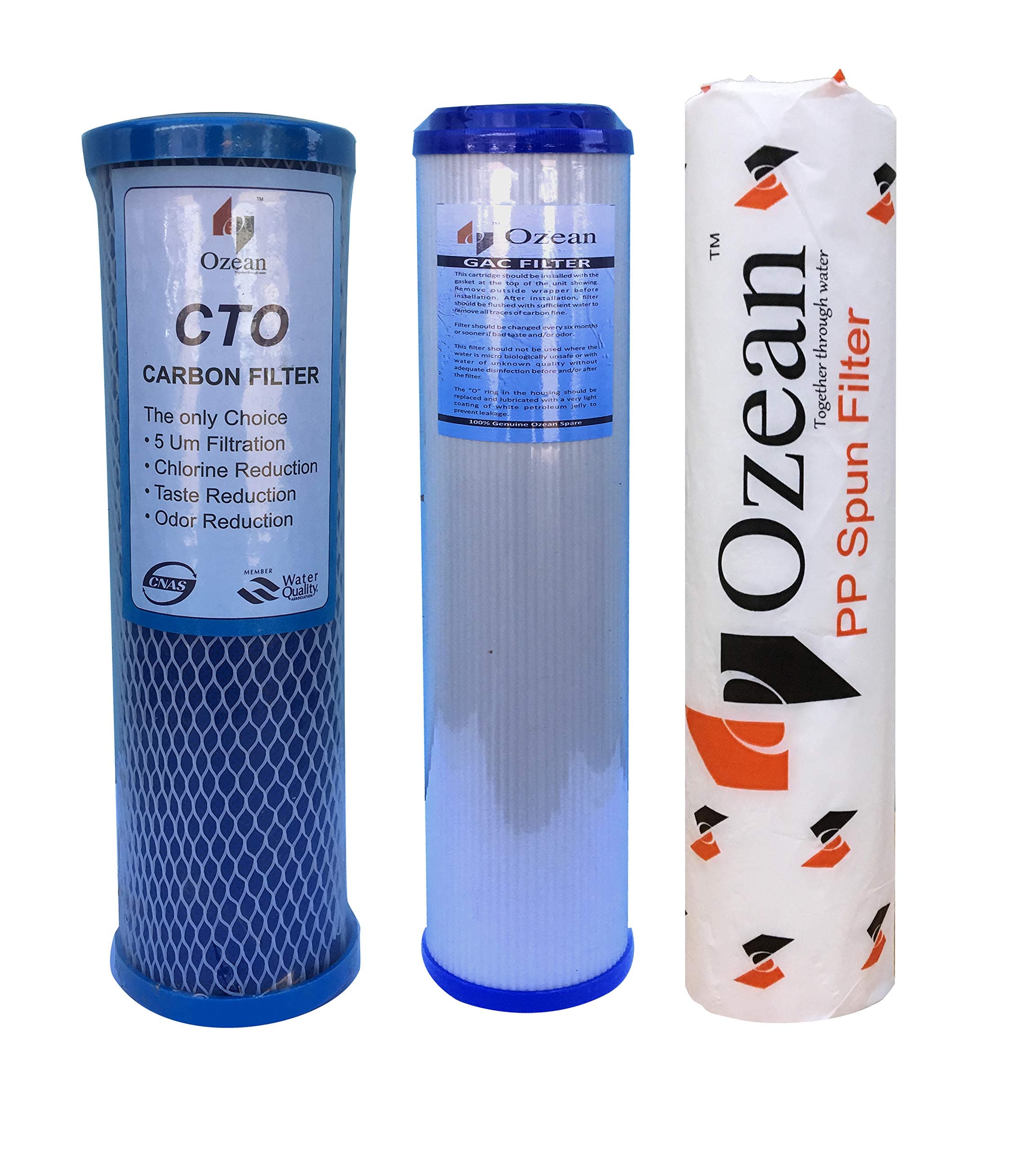 OZEAN RO Replacement Filter Set for 25 Lph Commercial RO and Under Sink Water Purifier - 3 Pcs