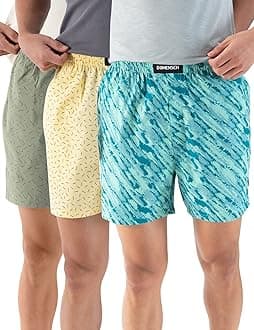 DAMENSCHRegular Fit Solid 100% Soft & Durable Cotton Boxer Shorts Dual Pockets Anti-Bacterial Moisture Wicking Microfibre Waistband Ultra-Light Boxers for Men