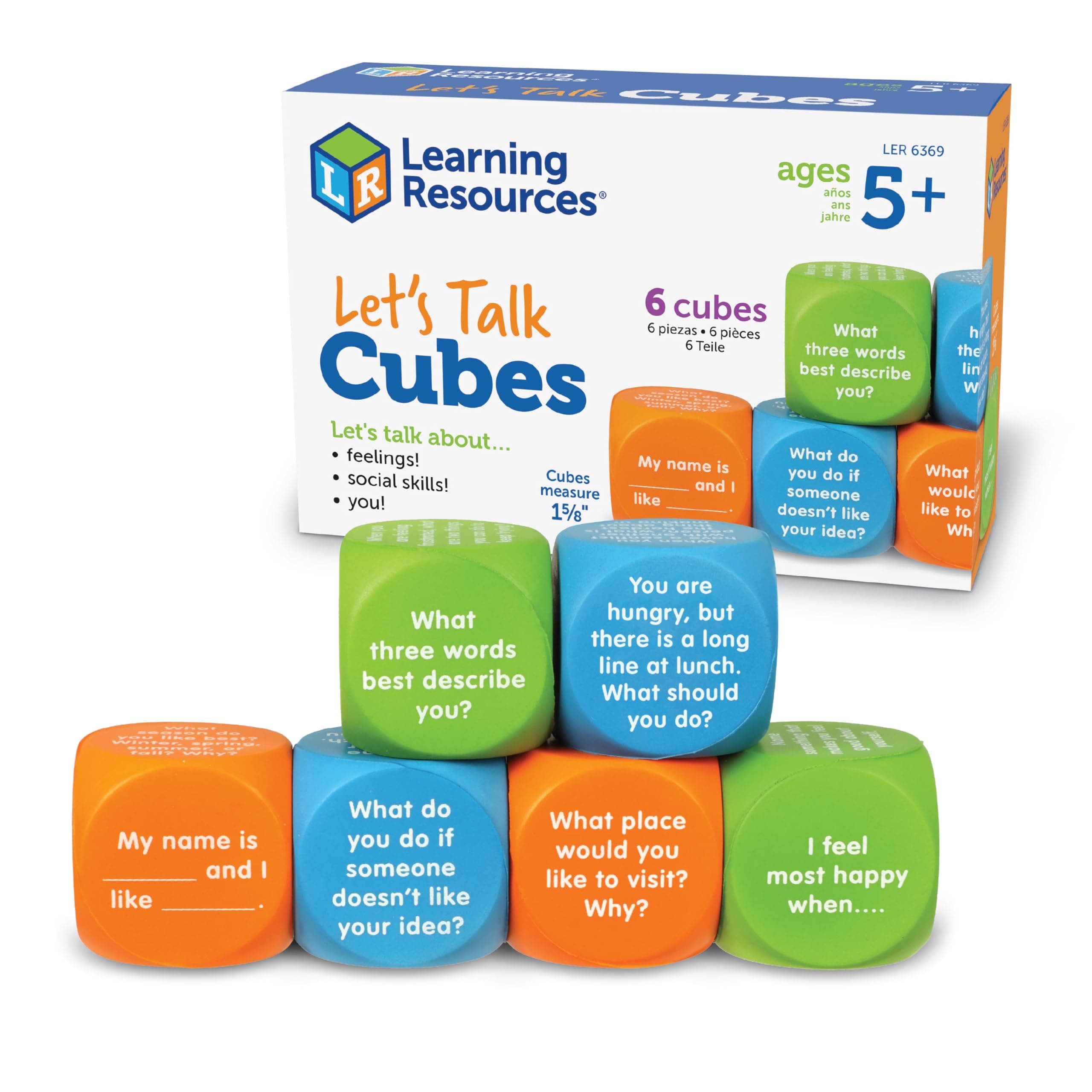 Let's Talk Cubes, Social Emotional & Speech Therapy Activities, Classroom Supplies, Sensory Gifts for Boys and Girls, Multi-Color