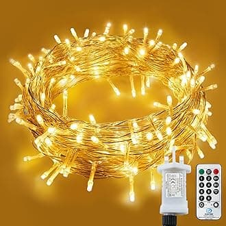 Fairy Lights Plug in Waterproof,15M/49ft 120 LED String Lights Main Powered,8 Modes Remote Control Outdoor/Indoor,Garden Christmas Lights for Patio,Bedroom,Party Decorations (Warm White)