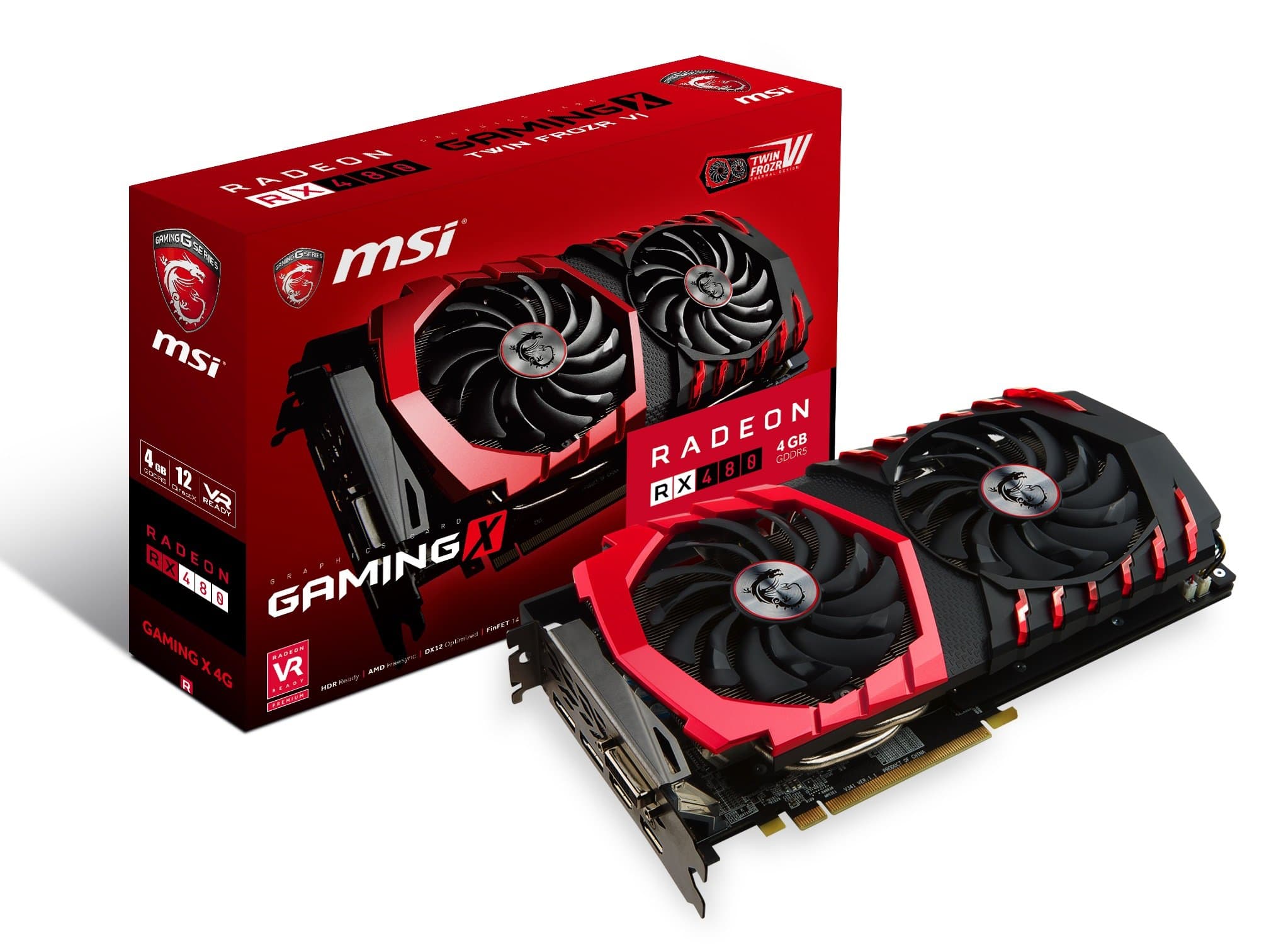 MSI Gaming RX 480 GDDR5 4GB Crossfire VR Ready FinFET DirectX 12 Graphics Card (Radeon RX 480 Gaming X 4G)