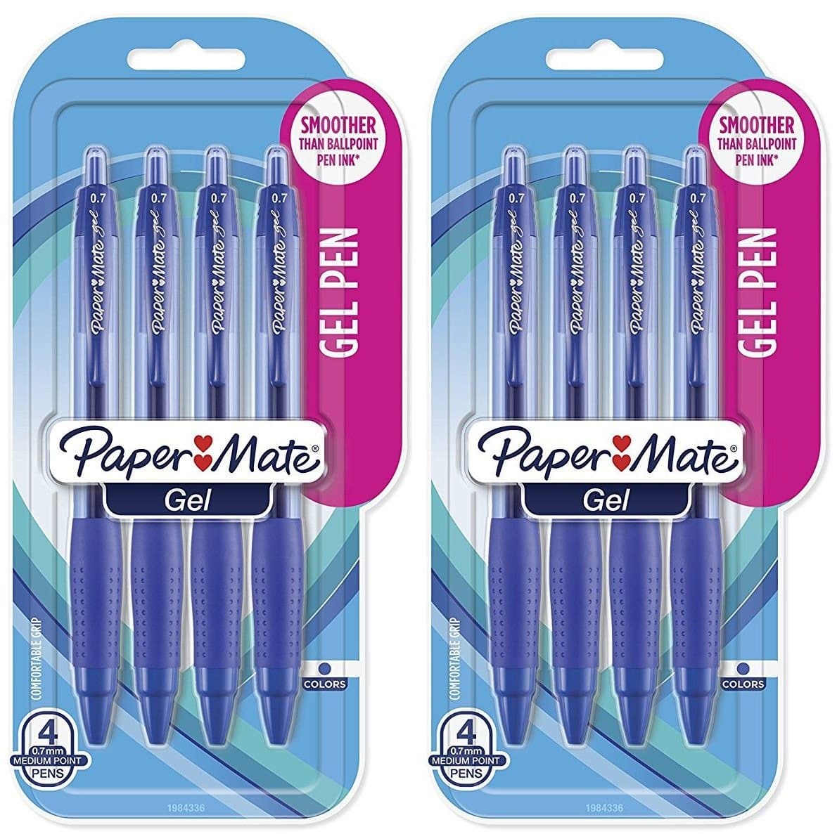 Paper Mate (TM) Retractable Gel Pens, Medium Point 0.7 mm, Blue Barrel, Blue Ink, Pack Of 8