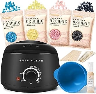 PURECLEAN Wax Warmer, Hair Removal Home Waxing Kit, Hard Wax Kit with 4 Formula Wax Beads for Body Women Men at Home Waxing