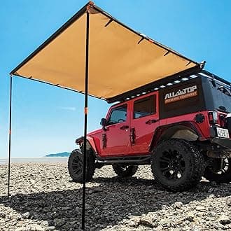 ALL-TOP Vehicle Awning 8.2'x10' Roof Rack Pull-Out Sun Shade UV50+, Weatherproof 4x4 Side Awning for Camping & Overland (Hardware Included)