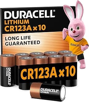 CR123 (10 Pack) High Power Lithium Battery 3V (CR123A / CR17345) – Long life guarantee – For Cameras, Flashlights, Smoke Detectors, Small Devices – 10–Year Storage Guarantee - Leak Prevention