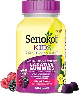 Kids Mixed Berry Laxative Gummies for Age 2+, Senna Extract for Gentle, Overnight Relief from Occasional Constipation, 40 ct