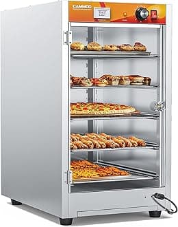 133Qt 5-Tier 900W Commercial Food Warmer w/ 304 Blued Stainless Steel Heating Element, Single-Tempered Glass Door, Adjustable Shelf, Electric Catering Hot Box Countertop Heated Holding Cabinet