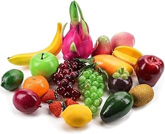 Toopify 20 Pcs Artificial Fruits Pack, Fake Fruits for Home Decor, Simulation Fruit Set, Party Chirstmas Decortion(Strawberry,Kiwi...)