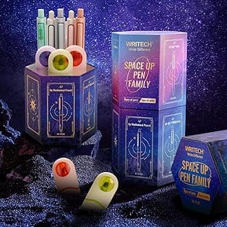 WRITECH Journaling Gel Pen Highlighter: 4 Retractable Gel Pens 0.5mm Black Blue Red Ink Color with 4 Refills and 3 Soft Tip Pastel Highlighters No Bleed and 1 Mechanical Pencil 0.7mm Space Up Gift Set