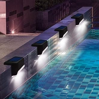 Solar Pool Side Lights, Light up Swimming Pool Accessories Night Lights, Outdoor LED Deck Lights for Stairs, Step, Fence, Yard, Patio, and Pathway Decor, Pack of 16, White