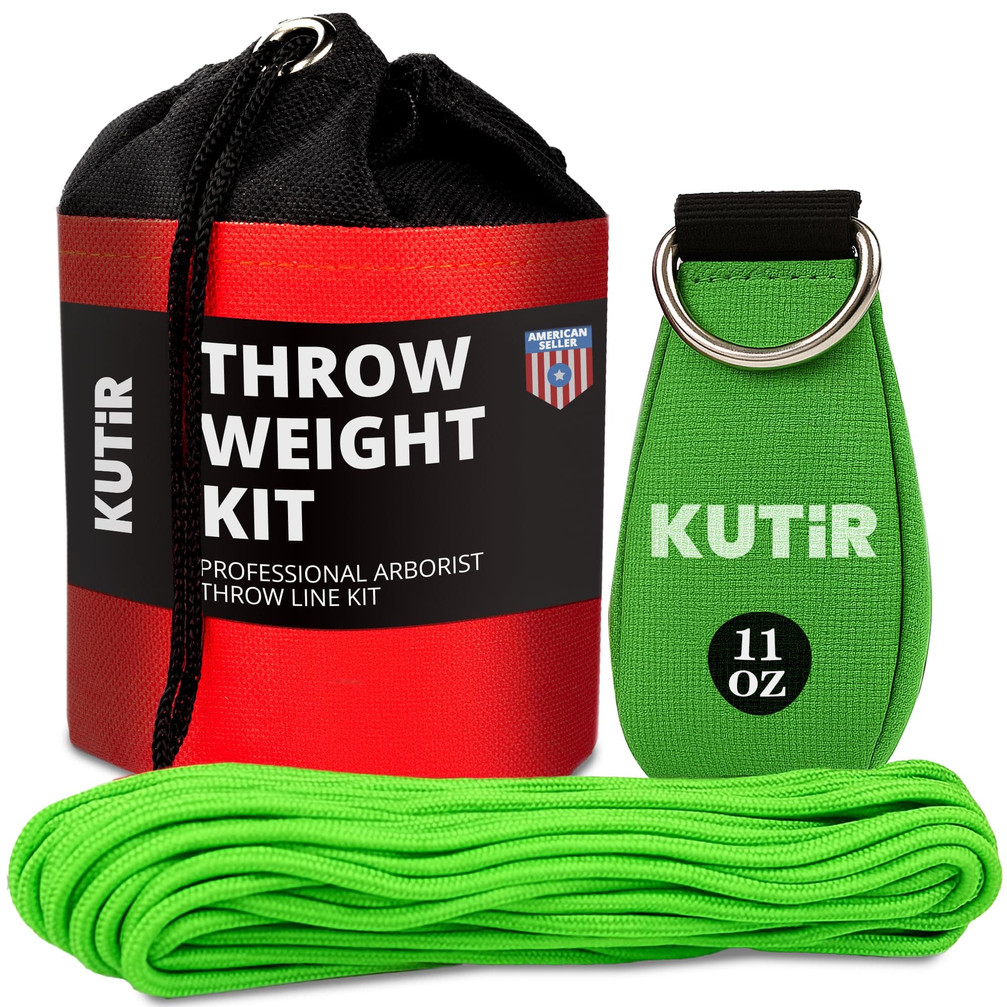 Throw Weight and Line Kit with Storage Bag 11 OZ 600D Pouch, 150 Foot Polyethylene Easter Rope for Arborists, Suitable for Tree Climbing, High Limb Throwing