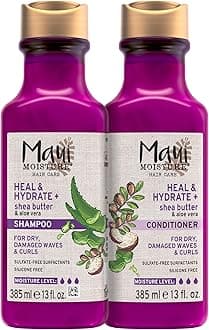 Maui Moisture Heal & Hydrate + Shea Butter Shampoo & Conditioner Bundle, Hair Care Set with Shea Butter & Aloe Vera for Dry, Damaged Waves & Curls, Silicone-Free, Two Pack, 2 x 13 fl. oz