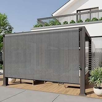HENG FENG Outdoor Roller Shade 6'(W) x 6'(H) Patio Shades Roll up Outdoor Blinds for Porch Deck Pergola Balcony,Dark Grey