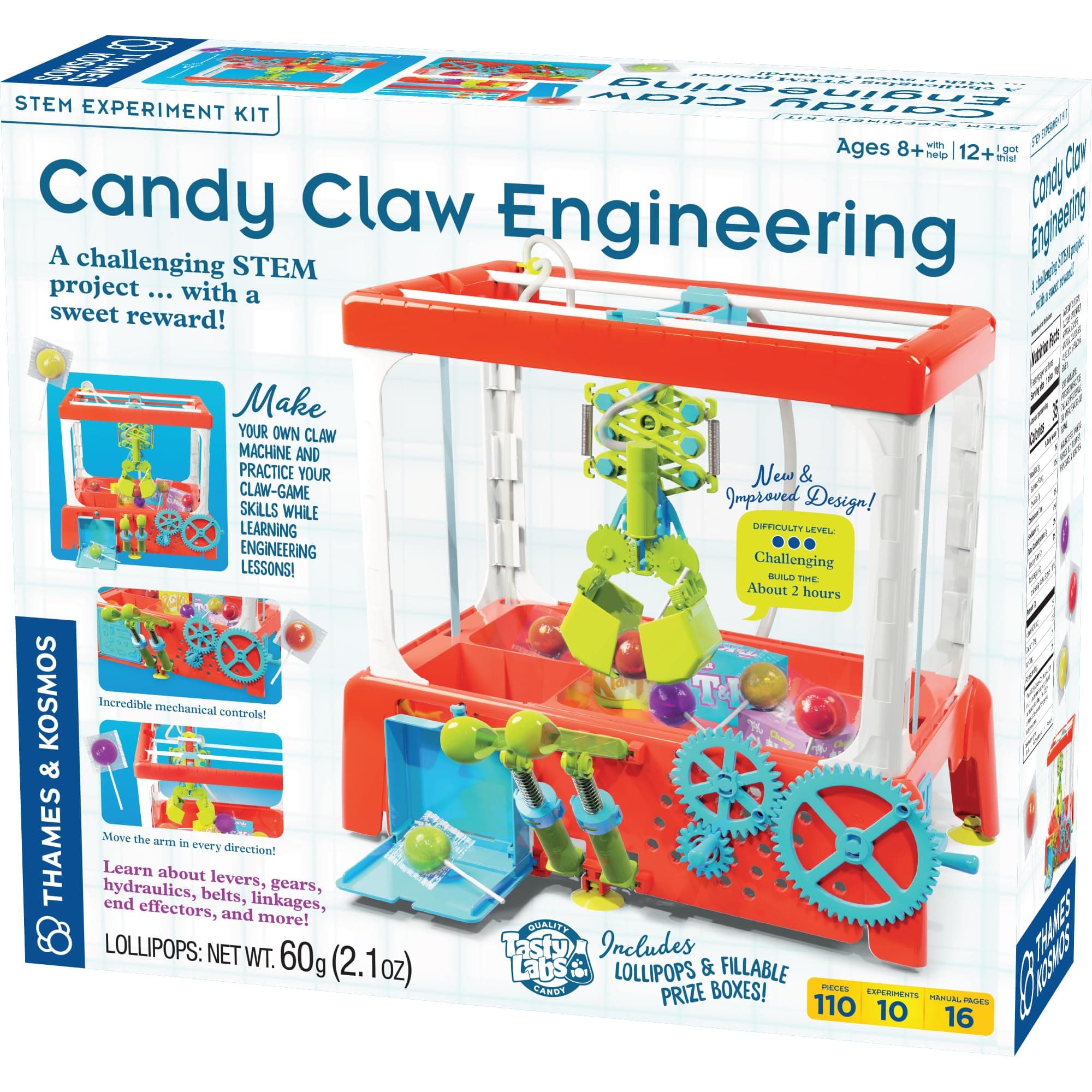 Candy Claw Engineering STEM Experiment Maker Lab | Build Your Own Claw Machine | Learn Hydraulics & Engineering | Includes Lollipops | Toy of The Year Finalist | Difficulty: Advanced
