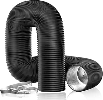 Dryer Vent Hose, 4'' Flexible Duct 16FT with 2 Duct Clamps, Heavy-Duty Three Layer Protection, Black PVC, for HVAC Ventilation, Duct Fan Systems