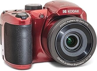 KODAK Pixpro Astro Zoom AZ255 - 16 MP Digital Bridge Camera, 25X Optical Zoom, 1080p HD Video, 24mm Wide Angle, Optical Image Stabilizer, 3-Inch LCD Screen, AA Battery - Red