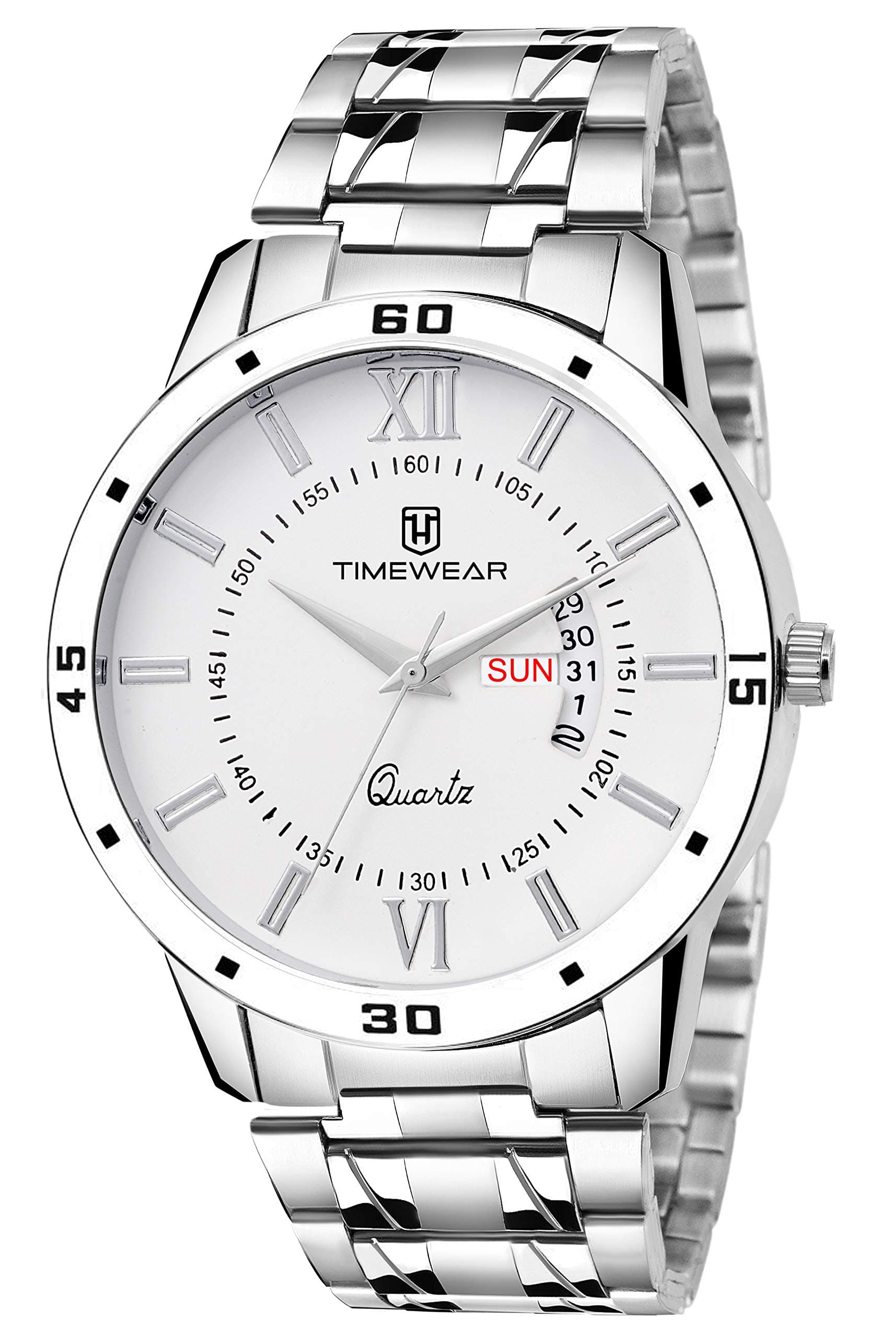 Analog Day Date Functioning Stainless Steel Chain Watch for Men