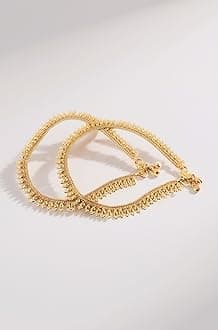 CUTE GOLD One Gram Gold Plated & Brass Stylish Anklets Kolusu Payal Ghungroo for Women & Girls (10.5 Inch)