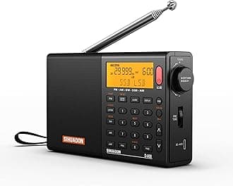 SIHUADON D808 Portable AM FM SW LW Air Band Radio SSB RDS Multi Band Radio Speaker with LCD Display Alarm Clock External Antenna(Black)