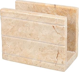 Natural Champagne Marble Napkin Holder Stand Tissue Paper Dispenser Dining Table Kitchen Countertop Organizer, Panda Collection, 5.8 x 3 x 4.5 H Inch