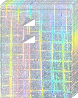 STARLIBOO Shipping Labels Stickers, 2"×4" Printable Holographic Mailing Labels for Laser/Inkjet Printing, Permanent Adhesive Sticker (Holographic Shiny)