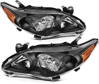 ECCPP Headlights for 2011 2012 2013 for Toyota Corolla Pair Headlight Assembly Black Housing Amber Reflector TO2502204