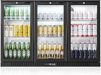 - BODEGACOOLER Back Bar Cooler With 3 Glass Doors,Counter Height Commercial Beverage Refrigerator,11.4 Cu.Ft Display Bar Beverage Fridge with LED Lighting,21 inch Cooler for Beer,Soda Drinks,Wine